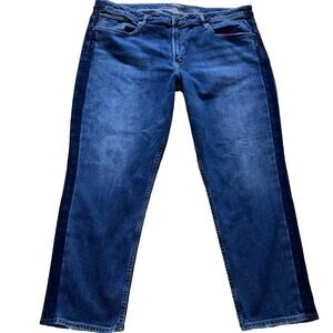 Silver Jeans Women Vintage Slim Blue Skinny Whiskering Side Stripe Denim Western